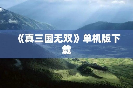 《真三国无双》单机版下载：打造你的三国之路！