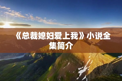 《总裁媳妇爱上我》小说全集简介 《总裁媳妇爱上我》小说全集简介