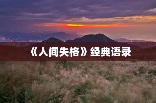 《人间失格》经典语录：探寻人生的真谛
