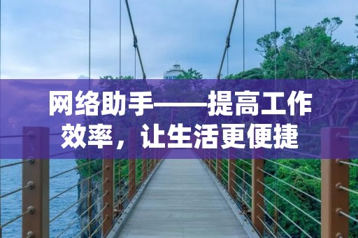网络助手——提高工作效率,让生活更便捷 网络助手——提高工作效率,让生活更便捷