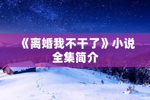 《离婚我不干了》小说全集简介
