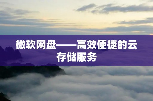 微软网盘——高效便捷的云存储服务 微软网盘——高效便捷的云存储服务