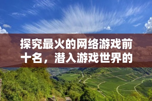 探究最火的网络游戏前十名,潜入游戏世界的魅力与危机