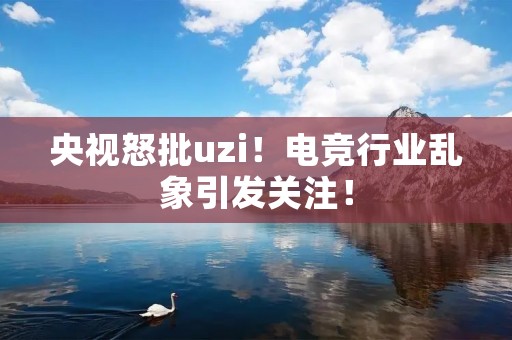 央视怒批uzi!电竞行业乱象引发关注! 央视怒批uzi!电竞行业乱象引发关注!
