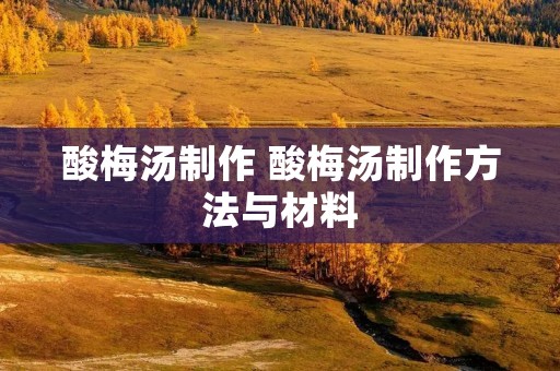 酸梅汤制作 酸梅汤制作方法与材料