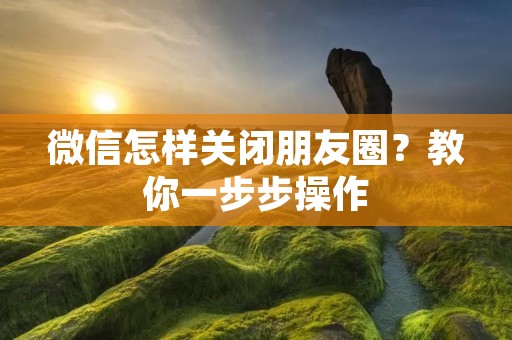 微信怎样关闭朋友圈？教你一步步操作