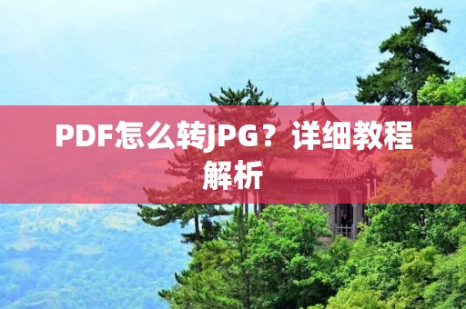 PDF怎么转JPG？详细教程解析
