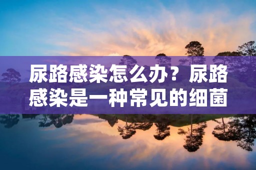 尿路感染怎么办？尿路感染是一种常见的细菌感染，常见于女性。它通常由细菌进入尿道引起，进而感染膀胱或其他尿路部位。尿路感染会给患者带来不适和疼痛，并且如果不及时治疗，还可能引发更严重的并发症。本文将为您介绍一些常见的尿路感染的处理方法和预防措施。