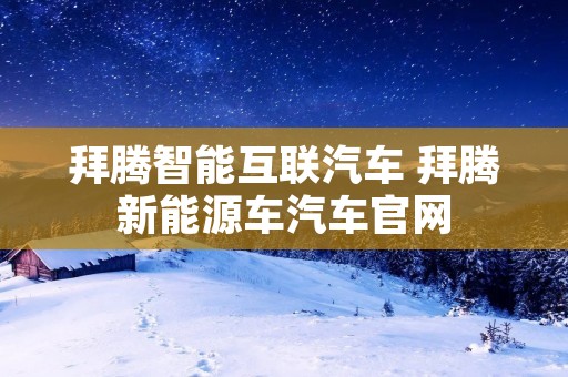 拜腾智能互联汽车 拜腾新能源车汽车官网