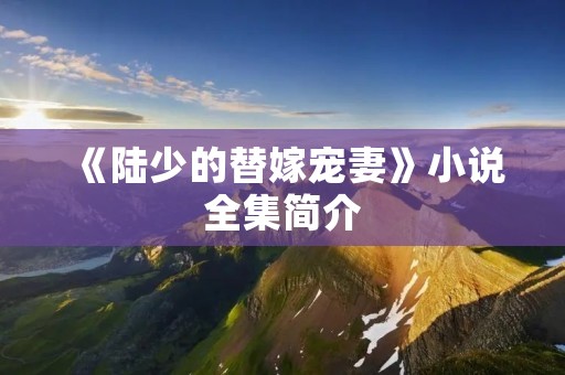 《陆少的替嫁宠妻》小说全集简介 《陆少的替嫁宠妻》小说全集简介