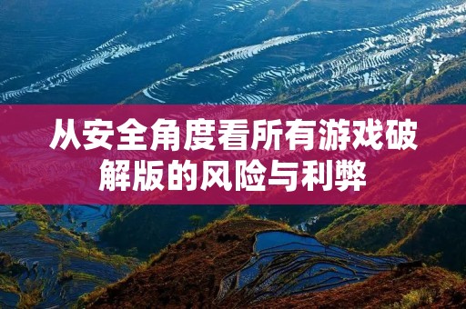 从安全角度看所有游戏破解版的风险与利弊