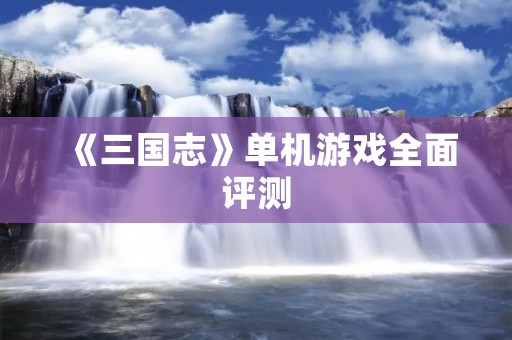 《三国志》单机游戏全面评测:打造最真实的三国世界 《三国志》单机游戏全面评测:打造最真实的三国世界