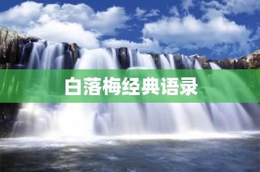 白落梅经典语录:用文字诠释人生 白落梅经典语录:用文字诠释人生