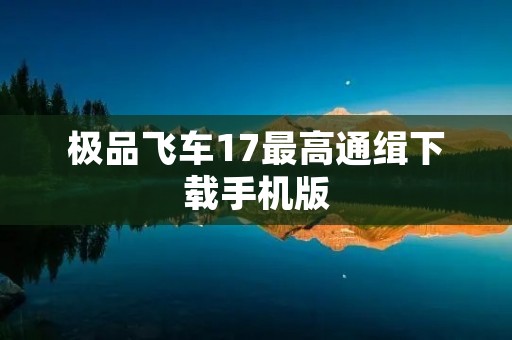 极品飞车17最高通缉下载手机版:畅玩极速竞速游戏!