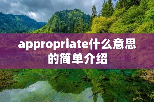 appropriate什么意思的简单介绍