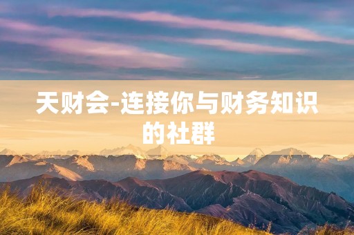 天财会-连接你与财务知识的社群 天财会-连接你与财务知识的社群