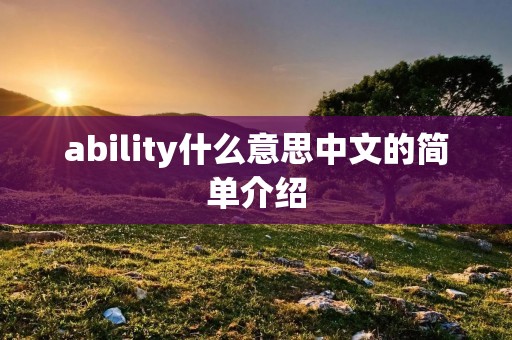 ability什么意思中文的简单介绍
