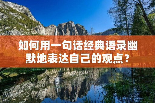 如何用一句话经典语录幽默地表达自己的观点？