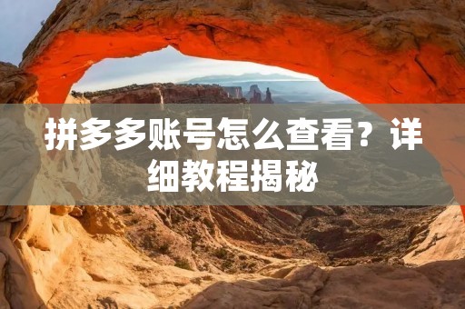 拼多多账号怎么查看?详细教程揭秘