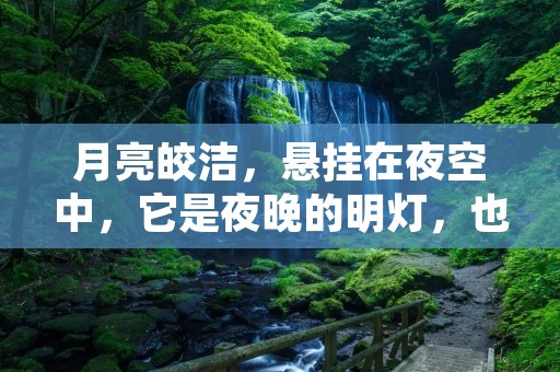 月亮皎洁,悬挂在夜空中,它是夜晚的明灯,也是诗人们的灵感源泉。在古代诗词中,月亮常常被描绘成一位美丽的女子,或是一个孤独的旅人,或是一只飞翔的天鹅,充满了诗情画意。下面,我们来看看一些描写月亮的诗句,感受一下这些诗人们对月亮的独特感受。