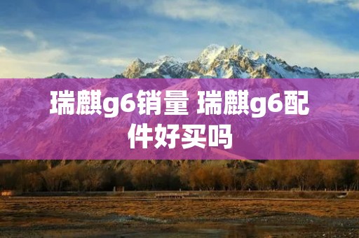 瑞麒g6销量 瑞麒g6配件好买吗