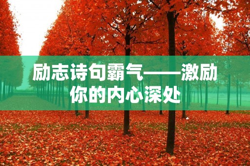 励志诗句霸气——激励你的内心深处