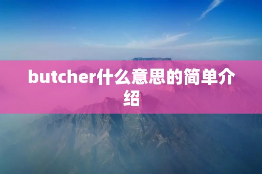 butcher什么意思的简单介绍 butcher什么意思的简单介绍
