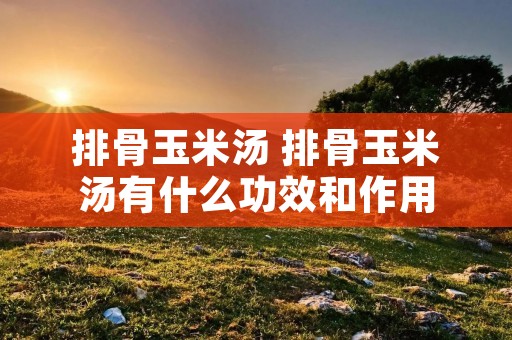 排骨玉米汤 排骨玉米汤有什么功效和作用