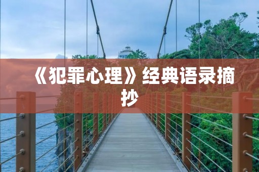 《犯罪心理》经典语录摘抄：深入探究罪犯内心世界的必备指南