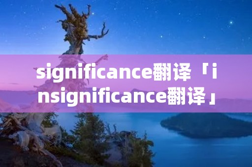 significance翻译「insignificance翻译」