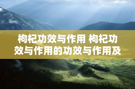 枸杞功效与作用 枸杞功效与作用的功效与作用及禁忌症