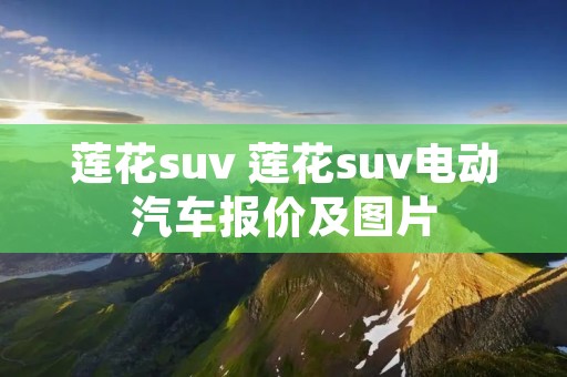 莲花suv 莲花suv电动汽车报价及图片 莲花suv 莲花suv电动汽车报价及图片