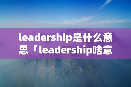 leadership是什么意思「leadership啥意思」