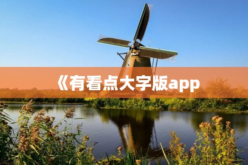 《有看点大字版app:让阅读更轻松》 《有看点大字版app:让阅读更轻松》