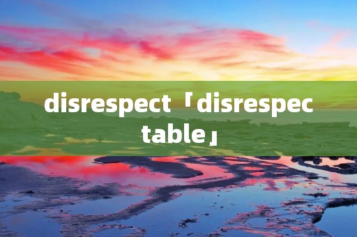 disrespect「disrespectable」 disrespect「disrespectable」