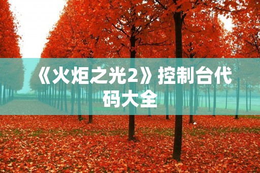 《火炬之光2》控制台代码大全:让你成为游戏中的神仙
