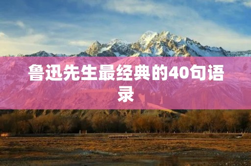 鲁迅先生最经典的40句语录：深刻影响世人的哲思智慧