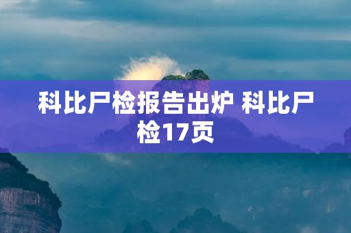 科比尸检报告出炉 科比尸检17页 科比尸检报告出炉 科比尸检17页