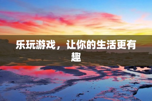 乐玩游戏，让你的生活更有趣
