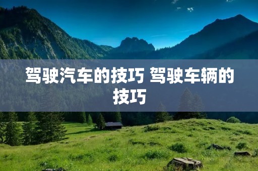 驾驶汽车的技巧 驾驶车辆的技巧