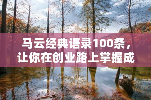 马云经典语录100条，让你在创业路上掌握成功密码