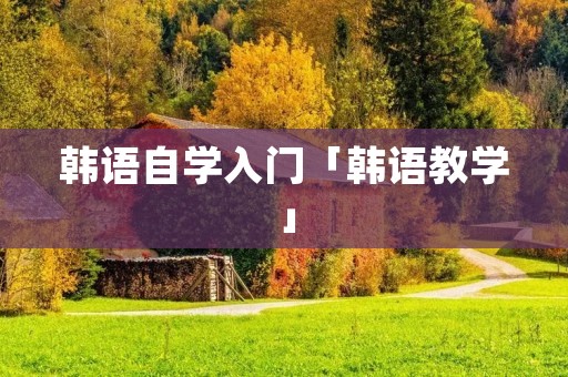 韩语自学入门「韩语教学」