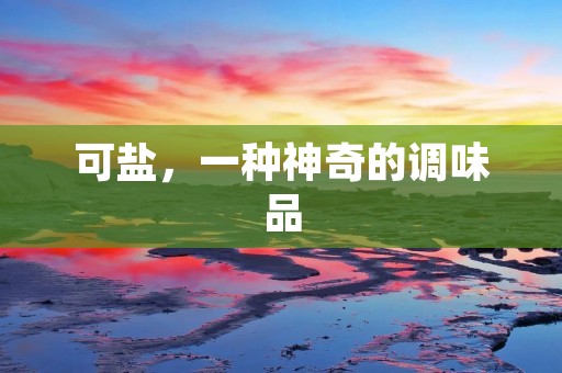 可盐，一种神奇的调味品