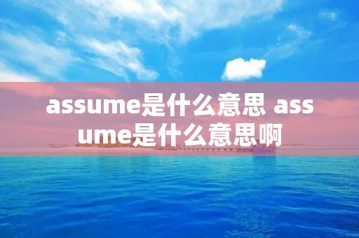 assume是什么意思 assume是什么意思啊