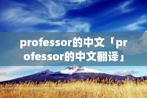 professor的中文「professor的中文翻译」 professor的中文「professor的中文翻译」