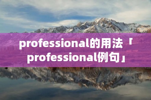 professional的用法「professional例句」