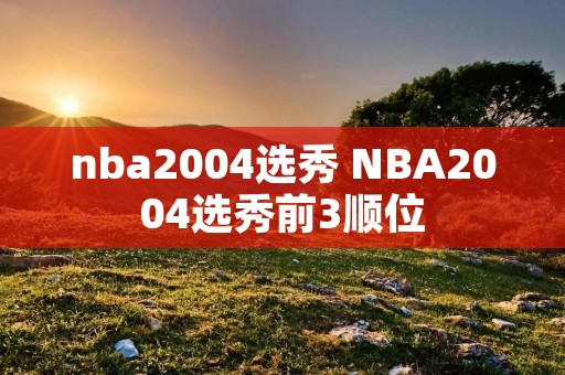 nba2004选秀 NBA2004选秀前3顺位