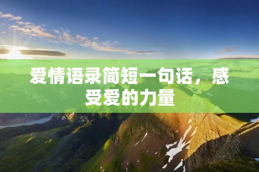 爱情语录简短一句话,感受爱的力量