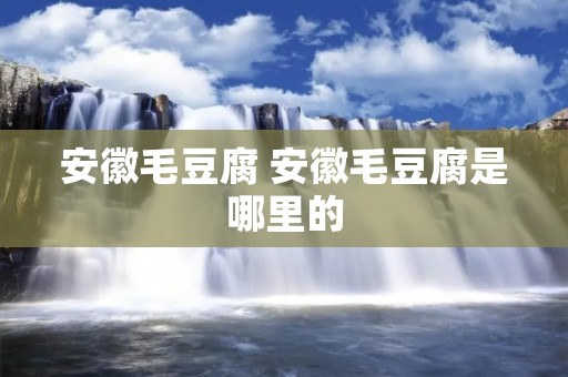 安徽毛豆腐 安徽毛豆腐是哪里的