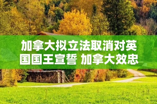加拿大拟立法取消对英国国王宣誓 加拿大效忠英国